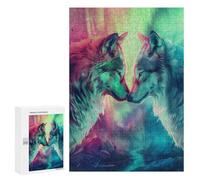 Jigsaw 300 PCS for Teenagers Wolf Love Aurora Puzzle For Teenagers Enhance Memory Challenging To Complete Family Fun & Game Night 300 PCS