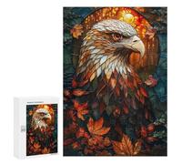 Jigsaw 300 PCS for Teenagerss Abstract Eagle Stained Gl Jigsaw Puzzle Family Games Pattern Assembly Unique Gifts for Birthday And Christmas 300 PCS
