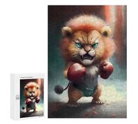 Jigsaw 300 PCS for Teenagerss Angry Lion Cub Boxer Puzzles for Adults Relax Games Staycation Kill Time for Is Ideal As A Gift 300 PCS