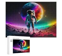 Jigsaw 300 PCS for Teenagerss Astronaut on Rainbow Planet Puzzles for Adults Relaxing Games Analysis And Logic Parent-child Interaction 300 PCS