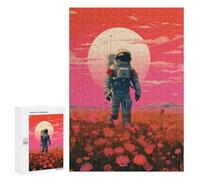 Jigsaw 300 PCS for Teenagerss Astronaut Painting Flower Jigsaw for Adults Toy Wall Decor Presents for Women Unique Gifts for Birthday And Christmas 300 PCS