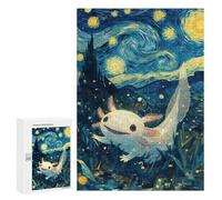 Jigsaw 300 PCS for Teenagerss Axolotl Starry Night Puzzles for Adults Relax Games Staycation Kill Time for Is Ideal As A Gift 300 PCS