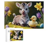 Jigsaw 300 PCS for Teenagerss Baby Zebra And Duckling Spring Scene Jigsaw Relax Games Difficult Challenge Unique Gifts for Birthday And Christmas 300 PCS