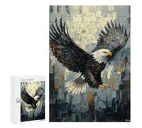 Jigsaw 300 PCS for Teenagerss Bald Eagle in Flight Dynamic Impasto Art Jigsaw Puzzle Family Games Pattern Assembly Unique Gifts for Birthday And Christmas 300 PCS