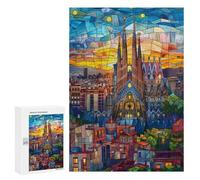 Jigsaw 300 PCS for Teenagerss Barcelona Sunset Mosaic Jigsaw for Adults Toy Wall Decor Presents for Women Unique Gifts for Birthday And Christmas 300 PCS