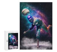Jigsaw 300 PCS for Teenagerss Baseball in Space A Cosmic Catch Adult Jigsaw Hands-on Game Home Decoration Unique Gifts for Birthday And Christmas 300 PCS