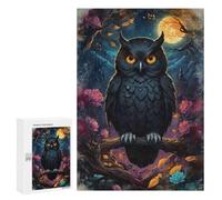 Jigsaw 300 PCS for Teenagerss Black Owl Under Full Moon Jigsaw for Adults Toy Wall Decor Presents for Women Unique Gifts for Birthday And Christmas 300 PCS