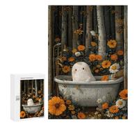 Jigsaw 300 PCS for Teenagerss Boho Ghost Bathtube Forest Adult Jigsaw Hands-on Game Home Decoration Unique Gifts for Birthday And Christmas 300 PCS