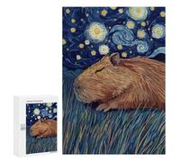 Jigsaw 300 PCS for Teenagerss Capybara in Starry Night Style Jigsaw for Adults Toy Wall Decor Presents for Women Unique Gifts for Birthday And Christmas 300 PCS