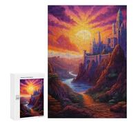 Jigsaw 300 PCS for Teenagerss Castle in The Sunset Valley Jigsaw Relax Games Difficult Challenge Unique Gifts for Birthday And Christmas 300 PCS