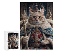 Jigsaw 300 PCS for Teenagerss Cat King in Royal Attire Puzzles for Adults Relax Games Staycation Kill Time for Is Ideal As A Gift 300 PCS