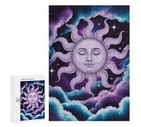 Jigsaw 300 PCS for Teenagerss Celestial Sun Face in Cloudy Sky Jigsaw Puzzle Family Games Pattern Assembly Unique Gifts for Birthday And Christmas 300 PCS