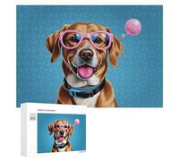 Jigsaw 300 PCS for Teenagerss Charming Dog with Sunglasses Jigsaw Relax Games Difficult Challenge Unique Gifts for Birthday And Christmas 300 PCS