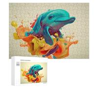 Jigsaw 300 PCS for Teenagerss Colorful Dolphin Splash Art Puzzles for Adults Relaxing Games Analysis And Logic Parent-child Interaction 300 PCS