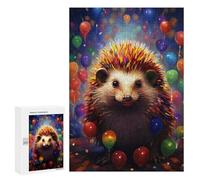 Jigsaw 300 PCS for Teenagerss Colorful Hedgehog Party Jigsaw Relax Games Difficult Challenge Unique Gifts for Birthday And Christmas 300 PCS
