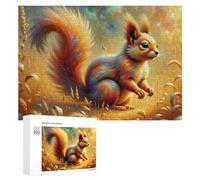Jigsaw 300 PCS for Teenagerss Colorful Squirrel in Field Jigsaw Relax Games Difficult Challenge Unique Gifts for Birthday And Christmas 300 PCS