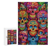 Jigsaw 300 PCS for Teenagerss Colorful Sugar Skulls Artwork Puzzles for Adults Relaxing Games Analysis And Logic Parent-child Interaction 300 PCS