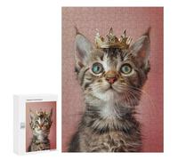 Jigsaw 300 PCS for Teenagerss Cute Cat Pastel Crown Jigsaw for Adults Toy Wall Decor Presents for Women Unique Gifts for Birthday And Christmas 300 PCS