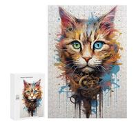 Jigsaw 300 PCS for Teenagerss Cyborg Machine Cat Puzzles for Adults Relax Games Staycation Kill Time for Is Ideal As A Gift 300 PCS