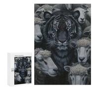 Jigsaw 300 PCS for Teenagerss Dark Tiger Sheep Creative Puzzles for Adults Relax Games Staycation Kill Time for Is Ideal As A Gift 300 PCS