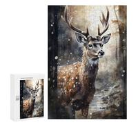 Jigsaw 300 PCS for Teenagerss Deer Animal Art Jigsaw Puzzle Family Games Pattern Assembly Unique Gifts for Birthday And Christmas 300 PCS