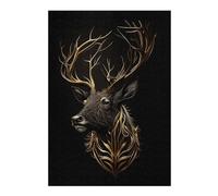Jigsaw 300 PCS for Teenagerss Deer Black Gold Jigsaw for Adults Hands-on Game Difficult Challenge Parent-child Interaction 300 PCS