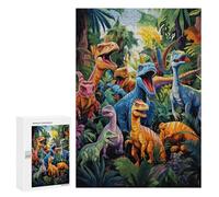 Jigsaw 300 PCS for Teenagerss Dinosaur Paradise A Colorful Jungle Scene Puzzles for Adults Relaxing Games Analysis And Logic Parent-child Interaction 300 PCS
