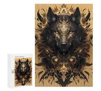 Jigsaw 300 PCS for Teenagerss Divine Black Wolf Puzzles for Teenagerss Analysis And Logic Parent-child Interaction Challenging Game Toys 300 PCS