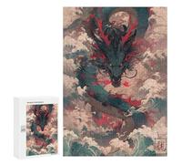 Jigsaw 300 PCS for Teenagerss Dragon Waves Japanese Puzzles for Adults Relax Games Staycation Kill Time for Is Ideal As A Gift 300 PCS