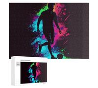 Jigsaw 300 PCS for Teenagerss Dynamic Soccer Player Silhouette Artwork Puzzles for Adults Relaxing Games Analysis And Logic Parent-child Interaction 300 PCS