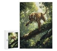 Jigsaw 300 PCS for Teenagerss Dynamic Tiger in Jungle Adult Jigsaw Hands-on Game Home Decoration Unique Gifts for Birthday And Christmas 300 PCS