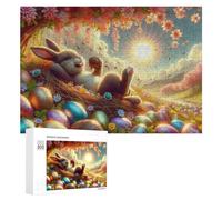 Jigsaw 300 PCS for Teenagerss Easter Bunny with Eggs-4 Puzzles for Adults Relaxing Games Analysis And Logic Parent-child Interaction 300 PCS