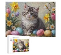 Jigsaw 300 PCS for Teenagerss Easter Eggs And Cute Kitten Puzzles for Adults Relaxing Games Analysis And Logic Parent-child Interaction 300 PCS