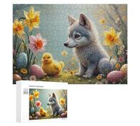 Jigsaw 300 PCS for Teenagerss Easter Fox And Chick Scene Jigsaw Relax Games Difficult Challenge Unique Gifts for Birthday And Christmas 300 PCS