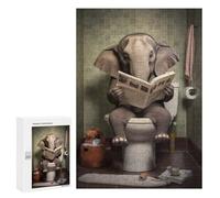 Jigsaw 300 PCS for Teenagerss Elephant Toilet Newspaper Jigsaw Puzzle Family Games Pattern Assembly Unique Gifts for Birthday And Christmas 300 PCS