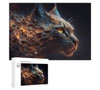 Jigsaw 300 PCS for Teenagerss Enchanted Feline Portrait Jigsaw Relax Games Difficult Challenge Unique Gifts for Birthday And Christmas 300 PCS