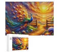Jigsaw 300 PCS for Teenagerss Enchanted Peacock Sunset Jigsaw Relax Games Difficult Challenge Unique Gifts for Birthday And Christmas 300 PCS