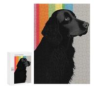 Jigsaw 300 PCS for Teenagerss Flat Coated Retriever Art Puzzles for Adults Relax Games Staycation Kill Time for Is Ideal As A Gift 300 PCS