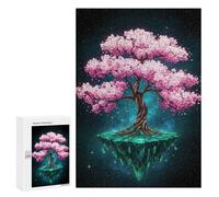 Jigsaw 300 PCS for Teenagerss Floating Cherry Blossom Tree Jigsaw Puzzle Family Games Pattern Assembly Unique Gifts for Birthday And Christmas 300 PCS