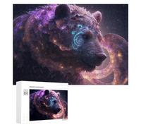 Jigsaw 300 PCS for Teenagerss Galactic Bear Cosmic Majesty Jigsaw Relax Games Difficult Challenge Unique Gifts for Birthday And Christmas 300 PCS