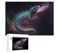 Jigsaw 300 PCS for Teenagerss Galactic Lizard Cosmic Fire Breath Puzzles for Adults Relaxing Games Analysis And Logic Parent-child Interaction 300 PCS
