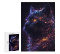 Jigsaw 300 PCS for Teenagerss Galaxy Cat on Fire Jigsaw for Adults Toy Wall Decor Presents for Women Unique Gifts for Birthday And Christmas 300 PCS