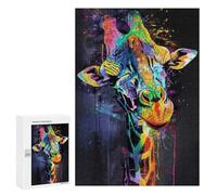 Jigsaw 300 PCS for Teenagerss Giraffe Popart Painting Puzzles for Adults Relax Games Staycation Kill Time for Is Ideal As A Gift 300 PCS