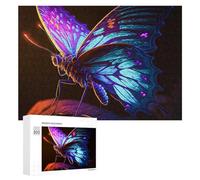 Jigsaw 300 PCS for Teenagerss Glowing Neon Butterfly Artwork-3 Jigsaw Relax Games Difficult Challenge Unique Gifts for Birthday And Christmas 300 PCS