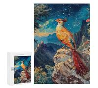 Jigsaw 300 PCS for Teenagerss Golden Pheasant Under Stars Jigsaw for Adults Toy Wall Decor Presents for Women Unique Gifts for Birthday And Christmas 300 PCS