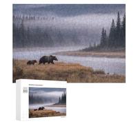 Jigsaw 300 PCS for Teenagerss Grizzly Bear And Cub by River Puzzle for Adults Anti-Stress Toys Difficult Hard for Is Ideal As A Gift 300 PCS