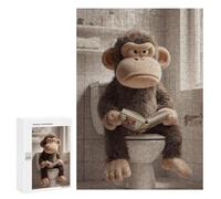 Jigsaw 300 PCS for Teenagerss Grumpy Monkey Reading on The Toilet Puzzles for Teenagerss Analysis And Logic Parent-child Interaction Challenging Game Toys 300 PCS