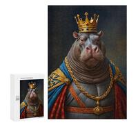 Jigsaw 300 PCS for Teenagerss Hippopotamus King Jigsaw Puzzle Family Games Pattern Assembly Unique Gifts for Birthday And Christmas 300 PCS