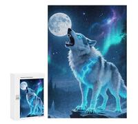 Jigsaw 300 PCS for Teenagerss Howling Wolf Moonlight Jigsaw Puzzle Family Games Pattern Assembly Unique Gifts for Birthday And Christmas 300 PCS