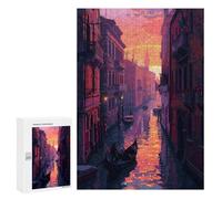 Jigsaw 300 PCS for Teenagerss Italy Venice Pixel Art Jigsaw for Adults Toy Wall Decor Presents for Women Unique Gifts for Birthday And Christmas 300 PCS